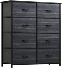 Fabric Dresser For Bedroom, Tall Storage Dresser With 8 Drawers, Black Dresser & Chest Of Drawers, Storage Drawer Organizer For Closet, Bedroom, Living Room(Black Grey) -Best Furniture Store 41WGhO4L2 L. AC