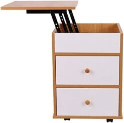 GENERIC Creative Craft Art Drawing Desk Storage Cabinet Bedroom Bedside Removable Locker Lifting Table Nightstand Common Night Stand End Table Home Office Living Room Study (Yellow Pear Wood, One Size) -Best Furniture Store 41WM8q52jZL. AC