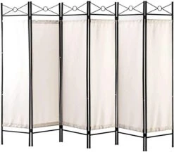 Legacy Decor 4 Panel Metal And Woven Fabric Room Divider With Two Way Hinges White Color -Best Furniture Store 41WRYNDIEGL. AC