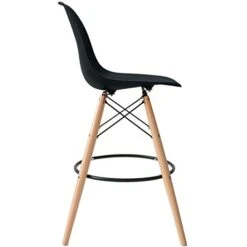 2xhome - Set Of Two (2) -Black- 25" Seat Height Molded Plastic Modern Counter Stools With Backs And Armless Natural Legs Wood Eiffel Legs Dowel-Leg 21 2xhome - Set Of Two (2) -Black- 25" Seat Height Molded Plastic Modern Counter Stools With Backs And Armless Natural Legs Wood Eiffel Legs Dowel-Leg -Best Furniture Store 41WWfP7vAfL