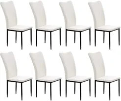 Nopurs Sherpa Dining Chairs Set Of 6 - Modern White Upholstered Boucle Dining Chairs High Back Armless Dining Chair With Black Metal Legs For Kitchen Dining Room Home Office -Best Furniture Store 41Wa6lkFLwL. AC
