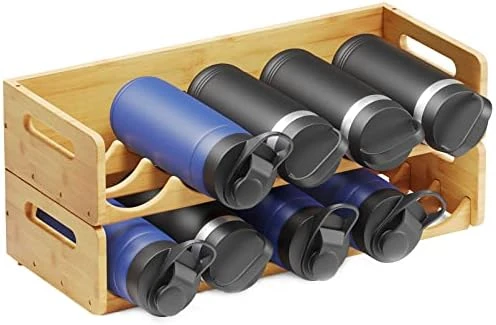 SpaceAid Bamboo Water Bottle Organizer With Labels, Kitchen Pantry Water Bottle Storage Rack For Cabinets, Home Cup And Wine Bottle Holder Shelf Organizers, 2 Pack 5-Slot, Hold 10 Bottles 7 SpaceAid Bamboo Water Bottle Organizer With Labels, Kitchen Pantry Water Bottle Storage Rack For Cabinets, Home Cup And Wine Bottle Holder Shelf Organizers, 2 Pack 5-Slot, Hold 10 Bottles - Image 7