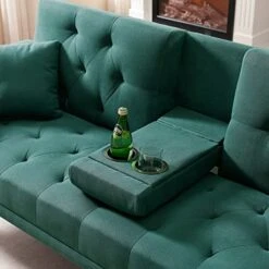 GENERIC Loveseat Linen Convertible Sofa And Daybed Futon Sleeper Bed With Cup Holder Design Green Casual Glam Solid Fabric Manual Recline 5 GENERIC Loveseat Linen Convertible Sofa And Daybed Futon Sleeper Bed With Cup Holder Design Green Casual Glam Solid Fabric Manual Recline -Best Furniture Store 41WdgyEhghL