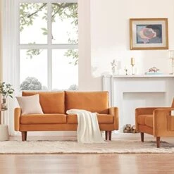 Dreamsir 70'' Mid Century Modern Sofa, Velvet Loveseat Furniture With Two Storage Bags, Small Love Seats Couch For Small Spaces, Velvet Sofa For Living Room & Apartment, Easy-Assembly (Sofa, Ginger) 13 Dreamsir 70'' Mid Century Modern Sofa, Velvet Loveseat Furniture With Two Storage Bags, Small Love Seats Couch For Small Spaces, Velvet Sofa For Living Room & Apartment, Easy-Assembly (Sofa, Ginger) -Best Furniture Store 41WdhMEhWyL