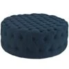 Modway Amour Fabric Upholstered Button-Tufted Round Ottoman In Azure