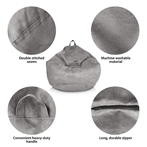 Delmach Bean Bag Chair Cover (No Filler) | Bird's Nest Shape | Adult Size | Microsuede | Stuffed Animal Storage For Kids Or Memory Foam| Double Stitched | Durable Zipper | Soft Premium 2 Delmach Bean Bag Chair Cover (No Filler) | Bird's Nest Shape | Adult Size | Microsuede | Stuffed Animal Storage For Kids Or Memory Foam| Double Stitched | Durable Zipper | Soft Premium - Image 2