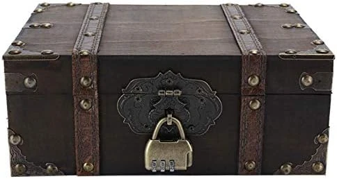 Treasure Chest Locking Treasure Chest Vintage Wooden Storage Box Decorative Treasure Jewelry Chest With Lock Home Decoration(6282 2301Gk10 Rouge Verrou) (6282-2301GK10-Retro Desktop Storage) 9 Treasure Chest Locking Treasure Chest Vintage Wooden Storage Box Decorative Treasure Jewelry Chest With Lock Home Decoration(6282 2301Gk10 Rouge Verrou) (6282-2301GK10-Retro Desktop Storage) - Image 9