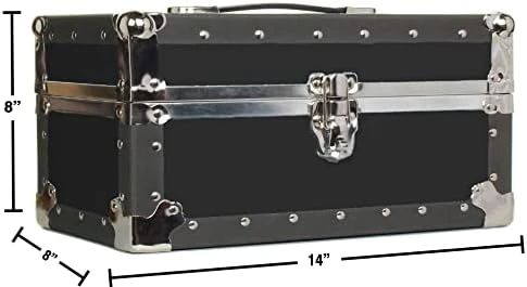 Summer Camp And College Dorm Mini Storage Trunk Organizer Keepsake Box Treasure Chest Footlocker Size 14" L X 8" H X 8" W Light Blue 4 Summer Camp And College Dorm Mini Storage Trunk Organizer Keepsake Box Treasure Chest Footlocker Size 14" L X 8" H X 8" W Light Blue - Image 4