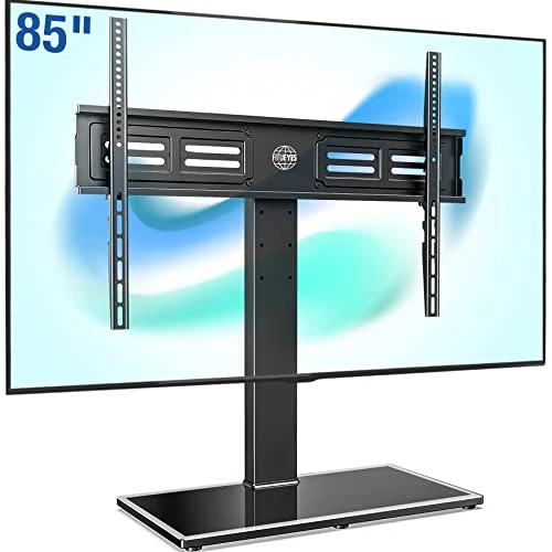 FITUEYES Universal TV Stand/Base Swivel Tabletop TV Stand With Mount For 50 To 85 Inch Flat Screen TV 100 Degree Swivel, 4 Level Height Adjustable,Tempered Glass Base,Holds Up To 143lbs Screens 1 FITUEYES Universal TV Stand/Base Swivel Tabletop TV Stand With Mount For 50 To 85 Inch Flat Screen TV 100 Degree Swivel, 4 Level Height Adjustable,Tempered Glass Base,Holds Up To 143lbs Screens