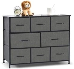 Deep Grey Fabric Dresser Storage Organizer 8-Drawer Closet Shelves, Dressers Storage Chest For Bedroom, Living Room, Hallway & Nursery With Easy Pull Fabric Bins Wood Top -Best Furniture Store 41Wqqq5FAGL. AC