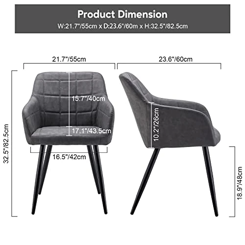 CLIPOP Upholstered Modern Dining Chair Set Of 4, Faux Leather Kitchen Armchair With Padded Seat, Armrest, Heavy Duty Metal Leg, Leisure Side Chair For Living Room Lounge Cafe, Light Grey 2 CLIPOP Upholstered Modern Dining Chair Set Of 4, Faux Leather Kitchen Armchair With Padded Seat, Armrest, Heavy Duty Metal Leg, Leisure Side Chair For Living Room Lounge Cafe, Light Grey - Image 2