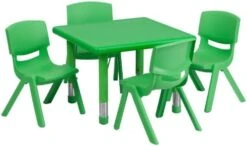 EMMA + OLIVER 24" Square Green Plastic Adjustable Activity Table Set-4 Chairs -Best Furniture Store 41X3XHkY1rL. AC