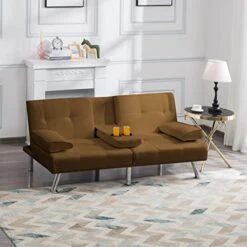 Verfur Convertible Sleeper Sofa Bed,Adjustable Futon Couch Modern Folding Lounge Recliner For Living Room With 2 Cup Holders, Removable Soft Armrest And Sturdy Metal Leg, Brown Ve 9 Verfur Convertible Sleeper Sofa Bed,Adjustable Futon Couch Modern Folding Lounge Recliner For Living Room With 2 Cup Holders, Removable Soft Armrest And Sturdy Metal Leg, Brown Ve -Best Furniture Store 41X7AesakuL