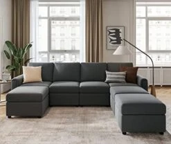 LINSY HOME Modular Sectional Sofa, Convertible U Shaped Sofa Couch With Storage, Memory Foam, Modular Sectionals With Ottomans, 6 Seat Sofa Set With Chaise For Living Room, Grey -Best Furniture Store 41XKH3ca 2L. AC