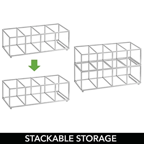 MDesign Stackable, Metal Geometric Free-Standing Water Bottle And Wine Rack Storage Organizer For Kitchen Countertops, Pantry, Fridge - Holds 8 Bottles - 2 Pack - Chrome 5 MDesign Stackable, Metal Geometric Free-Standing Water Bottle And Wine Rack Storage Organizer For Kitchen Countertops, Pantry, Fridge - Holds 8 Bottles - 2 Pack - Chrome - Image 5