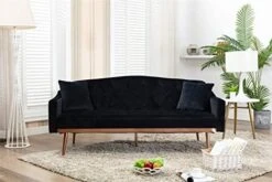 QHITTY Velvet Couch, Accent Sofa Couch Sleeper Loveseat Sofa Bed With Rose Gold Metal Feet And 2 Pillows For Living Room, Office (Black) 29 QHITTY Velvet Couch, Accent Sofa Couch Sleeper Loveseat Sofa Bed With Rose Gold Metal Feet And 2 Pillows For Living Room, Office (Black) -Best Furniture Store 41XbpuMbfrL. AC