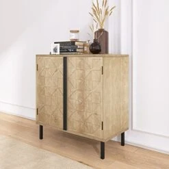 Kitchen Pantry Storage Cabinet, Retro Farmhouse Sideboard Buffet Cabinet With Shelf, Barn Door Coffee Bar Cabinet For Kitchen, Dining Room, Entryway, Hall,Natural 2 -Best Furniture Store 41Xj0K45n9L