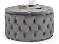 Homebeez Round Velvet Storage Ottoman, Button Tufted Footrest Stool Coffee Table For Living Room (Grey) 23 Homebeez Round Velvet Storage Ottoman, Button Tufted Footrest Stool Coffee Table For Living Room (Grey) -Best Furniture Store 41XjFTWJkVL. AC