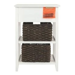 Signature Design By Ashley Oslember Modern Farmhouse Accent End Table With 2 Removable Baskets, White -Best Furniture Store 41XlRJiSKML