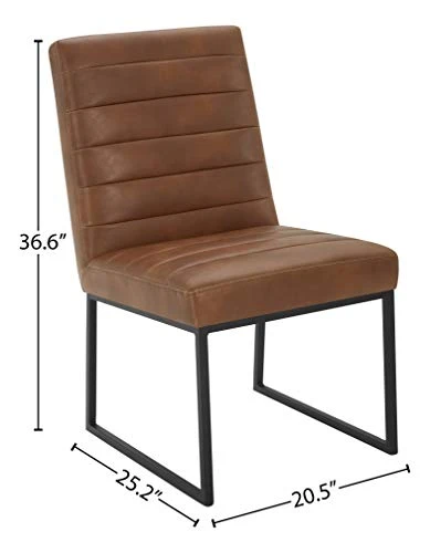 Amazon Brand – Rivet Decatur Modern Faux Leather Dining Chair, Set Of 2, 21"W, Tan Brown 4 Amazon Brand – Rivet Decatur Modern Faux Leather Dining Chair, Set Of 2, 21"W, Tan Brown - Image 4