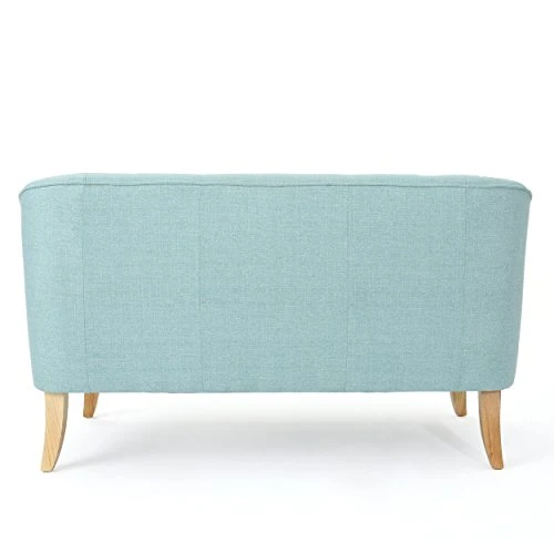 Christopher Knight Home Justus Mid-Century Modern Fabric Loveseat, Light Blue / Natural 6 Christopher Knight Home Justus Mid-Century Modern Fabric Loveseat, Light Blue / Natural - Image 6