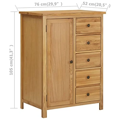 VIDAXL Wardrobe 29.9"x20.5"x41.3" Solid Oak Wood 6 VIDAXL Wardrobe 29.9"x20.5"x41.3" Solid Oak Wood - Image 6