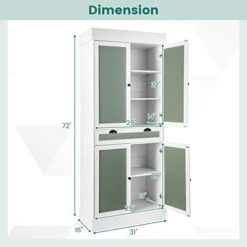 Giantex Kitchen Pantry Cabinet, 72” Tall Buffet Cupboard With 2-Door Sideboards, Large Drawer, 3 Adjustable Shelves & Anti-Tipping Kits, Storage Cabinet For Dining Room Living Room (White & Green) 8 Giantex Kitchen Pantry Cabinet, 72” Tall Buffet Cupboard With 2-Door Sideboards, Large Drawer, 3 Adjustable Shelves & Anti-Tipping Kits, Storage Cabinet For Dining Room Living Room (White & Green) -Best Furniture Store 41Y4KQEn70L