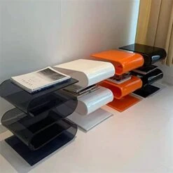 Minimalist Design Shelf S-Shaped Coffee Table, Magazine Rack Storage Book Lucite Modern Accent Night Stand Desk，Living Room Bedroom Study (Color : A, Size : 43 * 34cm) -Best Furniture Store 41Y8r9mgCJL