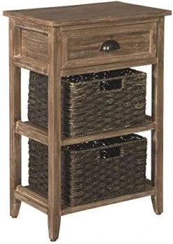 Signature Design By Ashley Oslember Modern Farmhouse Accent End Table With 2 Removable Baskets, White -Best Furniture Store 41YAWCnOB2L. AC