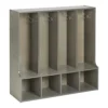 ECR4Kids Streamline 4-Section Coat Locker With Bench, Toddler Size, Kids Furniture, Grey Wash