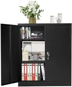 Greenvelly Locking Metal Cabinet With 2 Doors, Tall Steel Storage Cabinet With 4 Adjustable Shelves,72” Lockable Metal Welded Storage Cabinet Lock For Office, Garage, Kitchen,Laundry Room (Black) -Best Furniture Store 41YPFqbJthL. AC