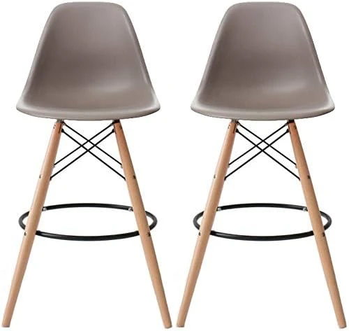 2xhome - Set Of Two (2) -Black- 25" Seat Height Molded Plastic Modern Counter Stools With Backs And Armless Natural Legs Wood Eiffel Legs Dowel-Leg 14 2xhome - Set Of Two (2) -Black- 25" Seat Height Molded Plastic Modern Counter Stools With Backs And Armless Natural Legs Wood Eiffel Legs Dowel-Leg - Image 14