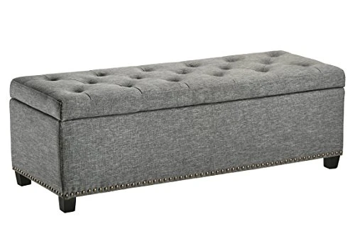 FIRST HILL FHW Thomas Rectangular Storage Ottoman Bench, Large, Stone Grey 1 FIRST HILL FHW Thomas Rectangular Storage Ottoman Bench, Large, Stone Grey