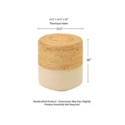 · REDEARTH · Cylindrical Pouf Foot Stool Ottoman -Jute Braided Accent Chair Footrest For The Living Room, Bedroom, Nursery, Patio, Lounge & Other Rooms In The Home (14.5”x14.5”x16”; Natural Ivory) -Best Furniture Store 41YZjorQz5L