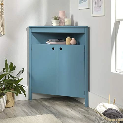 Sauder Anda Norr Storage Cabinet, L: 32.68" X W: 17.72" X H: 38.11", Sea Blue Finish 2 Sauder Anda Norr Storage Cabinet, L: 32.68" X W: 17.72" X H: 38.11", Sea Blue Finish - Image 2