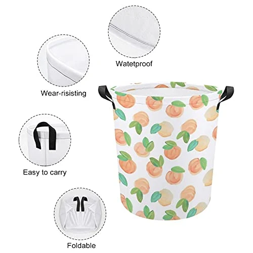 Peach Laundry Storage Basket Waterproof Foldable Laundry Hamper With Handles For Baby Nursery College Dorms Kids Bedroom 4 Peach Laundry Storage Basket Waterproof Foldable Laundry Hamper With Handles For Baby Nursery College Dorms Kids Bedroom - Image 4