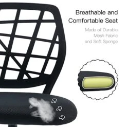 Villeston Desk Chair For Boys Girls And Teens Mesh Computer Bedroom Office Study Chair Ergonomic Small Swivel Height Adjustable Chair With Wheels, Black -Best Furniture Store 41Yn0aw0J9L