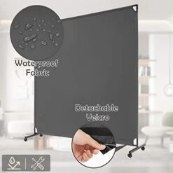 Spurgehom 6FT Single Panel Rolling Room Divider, Partition Privacy Screens With Wheels, Freestanding Fabric Room Panel Wall, Portable Wall Divider For Office, Room,Restaurant, Hospital (Grey) -Best Furniture Store 41YoX189plL