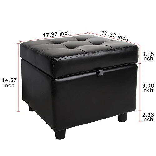 H&B Luxuries Tufted Leather Square Flip Top Storage Ottoman Cube Foot Rest (Black) 1 H&B Luxuries Tufted Leather Square Flip Top Storage Ottoman Cube Foot Rest (Black)
