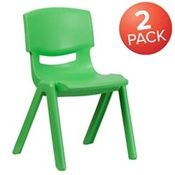 Flash Furniture Whitney 2 Pack Green Plastic Stackable School Chair With 15.5" Seat Height -Best Furniture Store 41YvJafp2KL