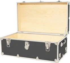 Heavy-Duty Armor College Dorm & Summer Camp Trunk With Soft-Close Safety Lid - 32" L X 18" W X 14" H (Black) -Best Furniture Store 41Z1F2UP0CL. AC
