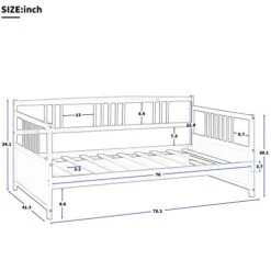 DNYN Twin Size Daybed For Kids Bedroom,Solid Pinewood Bedframe W/Safety Guardrails & Strong Wood Slats Support,Home Furniture For Living Room,Space Saving Design & No Box Spring Needed, Espresso