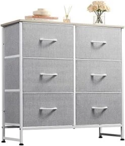 Fabric Dresser For Bedroom, 6 Drawer Double Dresser, Storage Tower With Fabric Bins, Chest Of Drawers For Closet, Living Room, Hallway, Nursery, Dark Grey -Best Furniture Store 41Z30sFPrUL. AC
