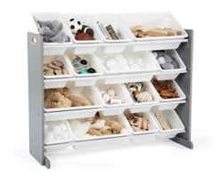 Humble Crew, Natural/White Kids Book Rack Storage Bookshelf With Deep Sleeves, Universal & Supersized Wood Toy Storage Organizer, Extra Large, Grey/White -Best Furniture Store 41Z7339tW5L