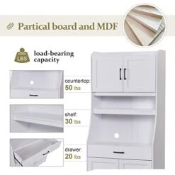 LUMISOL 71” Pantry Cabinet Freestanding Buffet Cabinet With Hutch Tall Kitchen Sideboard Buffet Cupboard With 4 Doors And Drawer (White) -Best Furniture Store 41Z9J3TITBL