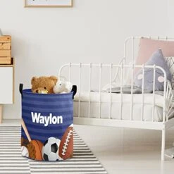 Personalized Laundry Basket Hamper,Ball Sport 11,Collapsible Storage Baskets With Handles For Kids Room,Clothes, Nursery Decor -Best Furniture Store 41Z9wgGTFhL