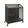 Walker Edison Malcomb Urban Industrial Metal Mesh Double Door Rolling Bar Cabinet, 33 Inch, Grey