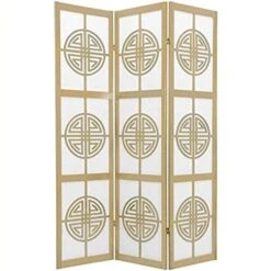 Oriental Furniture 6 Ft. Tall Long Life Shoji Screen - 3 Panel - Natural