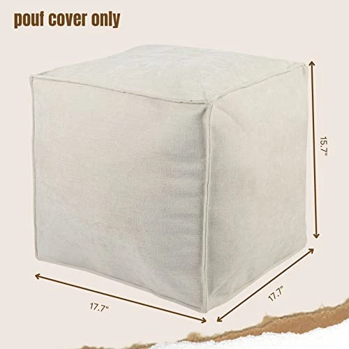 Idee-home Unstuffed Pouf Ottoman Cover, Bean Bag Ottoman Pouf Covers For Living Room Bedroom Floor Storage Pouf Footstools, Square Pouf Cover 2 Idee-home Unstuffed Pouf Ottoman Cover, Bean Bag Ottoman Pouf Covers For Living Room Bedroom Floor Storage Pouf Footstools, Square Pouf Cover - Image 2