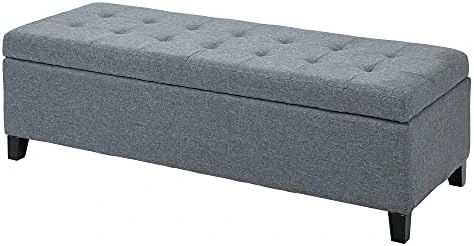 HOMCOM 51 Large Tufted Linen Fabric Ottoman Storage Bench With Soft Close Top - Heather Grey 7 HOMCOM 51 Large Tufted Linen Fabric Ottoman Storage Bench With Soft Close Top - Heather Grey - Image 7